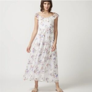 Self Contrast Gianna Floral Smocked Maxi Dress XS Ruffle Prairie Cottage NWT